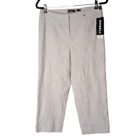Robell Marie 07 Pull-on Slim Fit Pants Textured Capri Cropped Trouser US 10 - Picture 1 of 9
